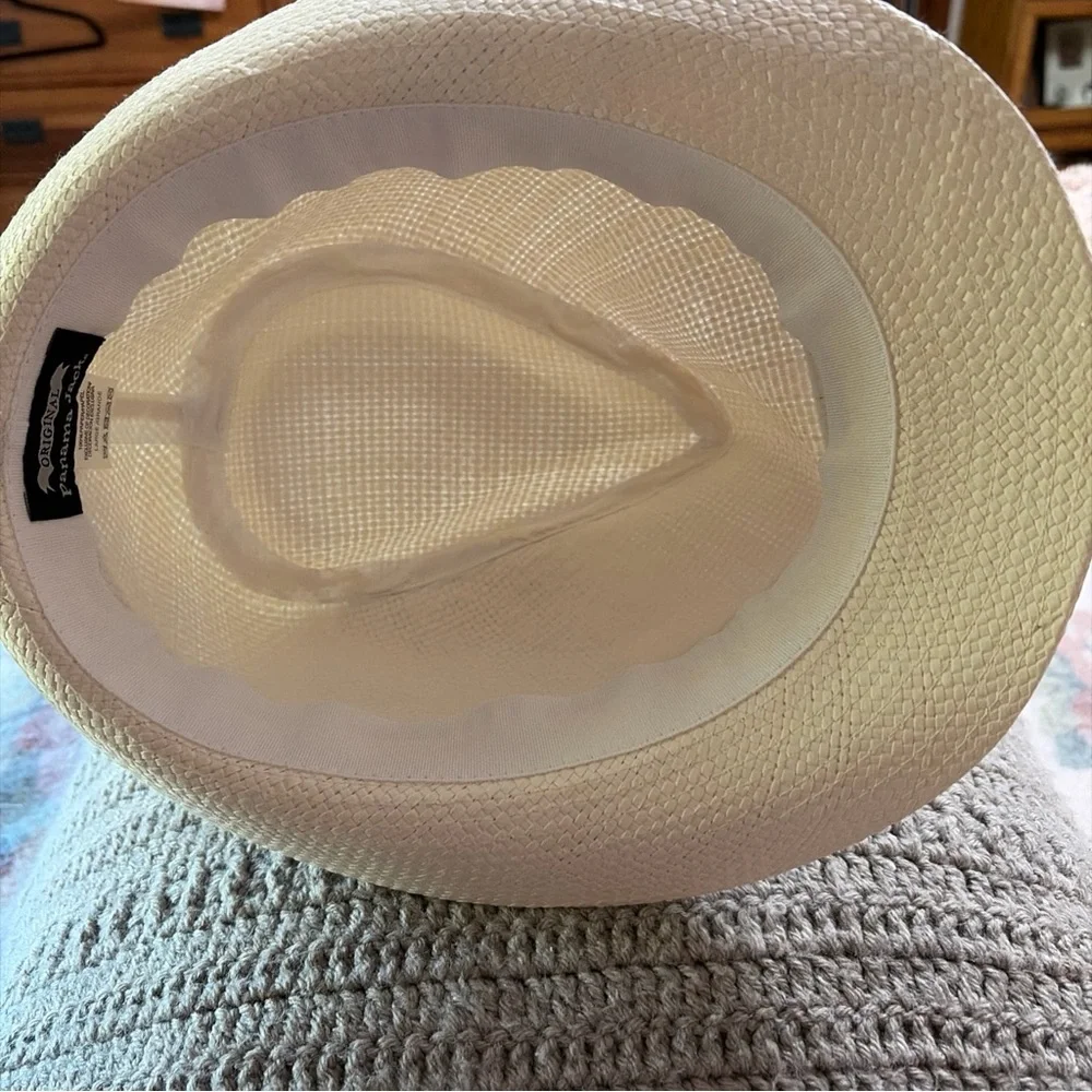 Panama Jack Classic Cream Fedora with Black Band - Picture 7 of 7